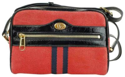 Gucci Ophidia Red Suede Small Shoulder Bag with BRB Web