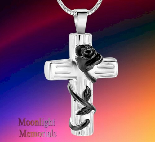 New Cross Flower Cremation Urn Keepsake Ashes Memorial Necklace - 第 8/13 張圖片