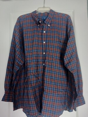 Town Craft Blue Plaide Mens Dress Shirt Button Down Lon Sleeve Size XXL