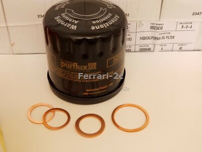 Genuine Ferrari F430 & California Oil Filter Kit 234742 w/ Gaskets
