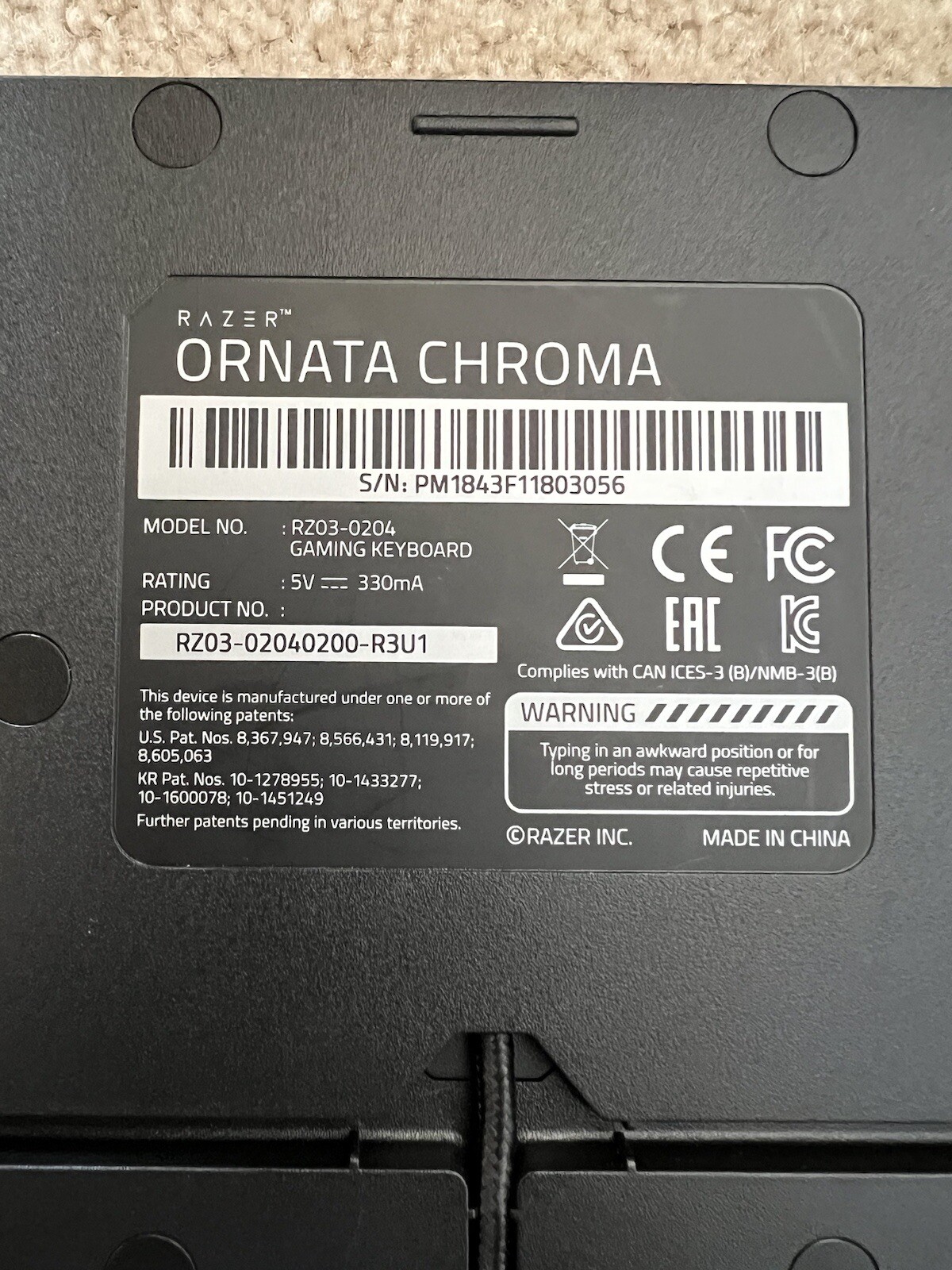 Razer Ornata V2 Wired Gaming Mecha-Membrane Keyboard Chroma RBG Lighting