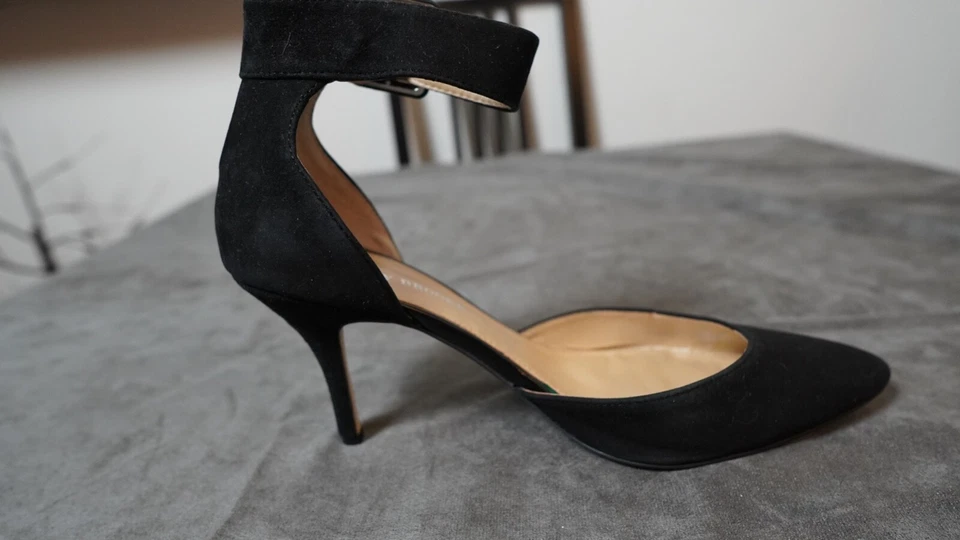 AUDREY BROOKE Abhylda Negro Gamuza Cuero Punta Tacones con Correa para el Tobillo 11 M Foto 4 de 4