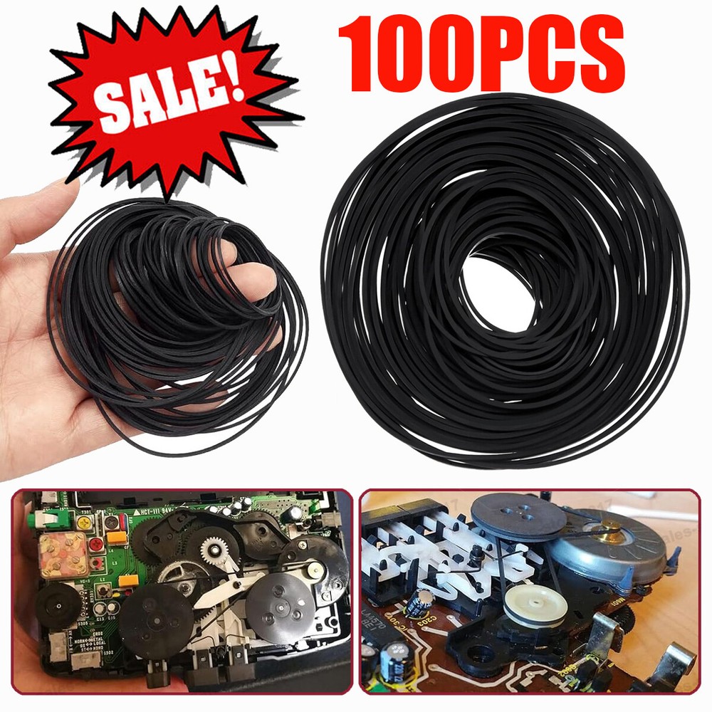 100 PCS Square Rubber Drive Belt For Cassette Player Recorder Repair Replacement