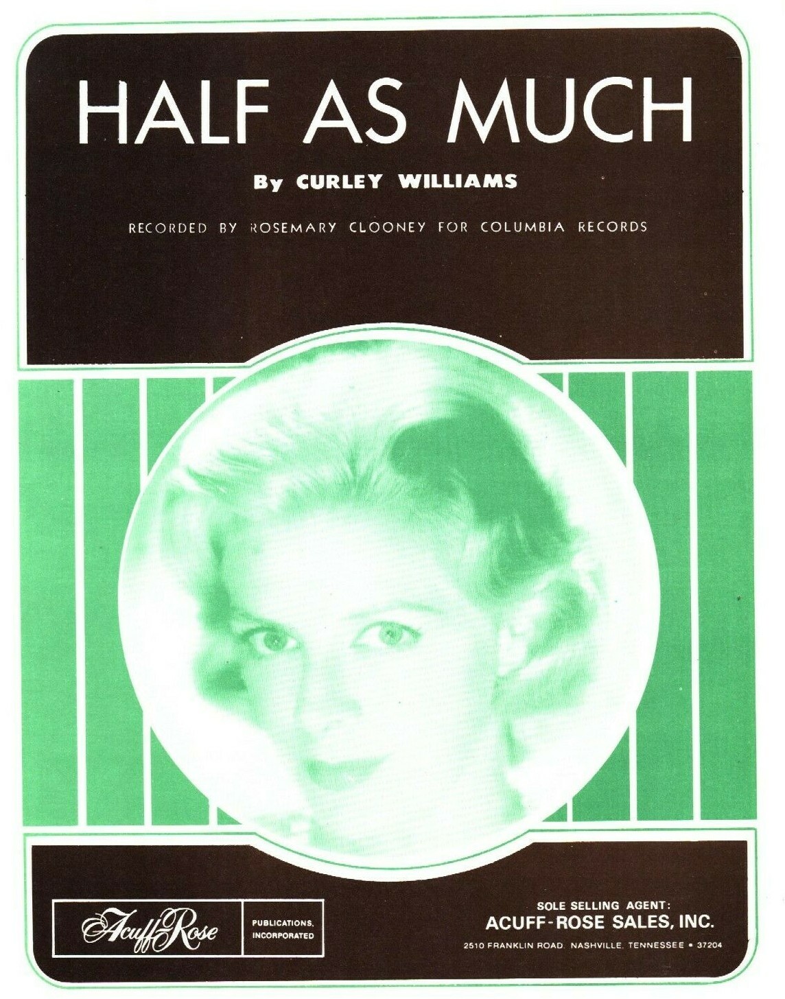 ROSEMARY CLOONEY HALF AS MUCH SHEET MUSICPIANO/VOCAL/GUITAR/CHORDS