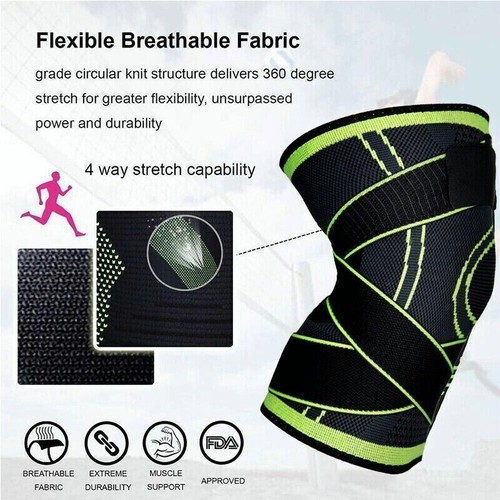 Knee Sleeve With Strap Compression Brace Support Gym Joint Pain Arthritis Relief - Picture 12 of 23