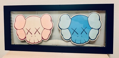 Kaws Originalfake Framed Pink Blue Companion Chum Poster Art 