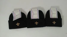 NWT (3) x Two Feet Ahead Baby Caps Saints La Fluer Black Gold 0-3M Lot Football