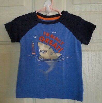Lightning Bug Boys Infant Toddler Graphic T-Shirt 2T Blue Shark I'M REALLY GREAT