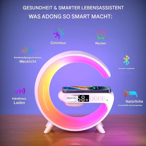 Multifunktions Drahtlose Ladegerät Stehen Pad RGB Licht Wecker Lautsprecher - Bild 4 von 9