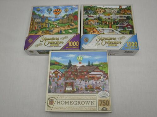Master Pieces Jigsaw Puzzles Lot of 3 Two 1000pc One 750pc Complete - Picture 1 of 6
