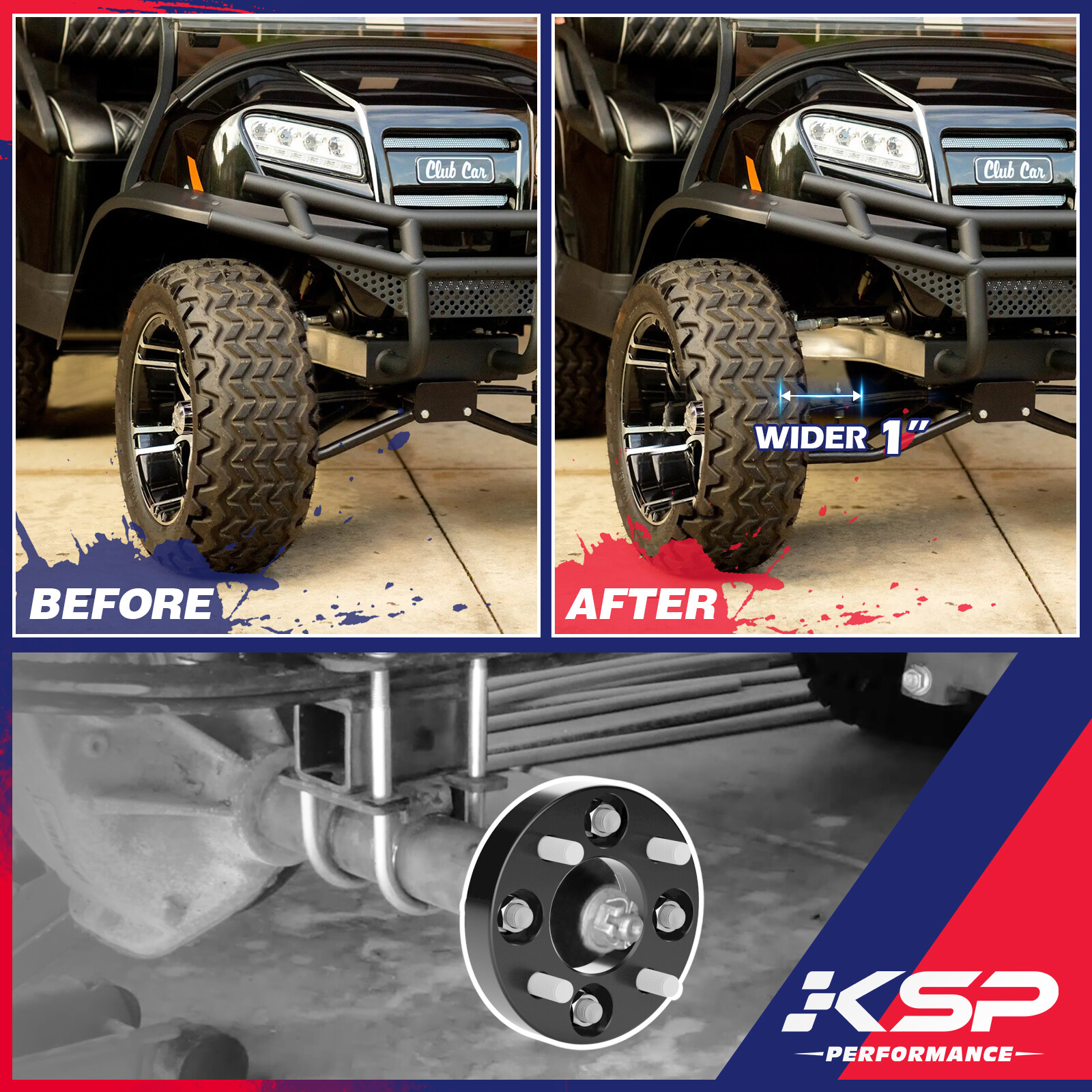 4PCS 1" 4x4'' 4x101.6mm Golf Cart Wheel Spacer 1/2"x20 for EZGO EZ GO