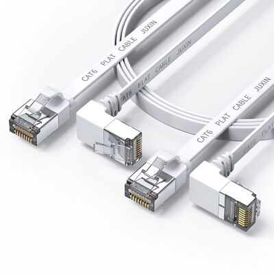 2Pack 90 Degree Cat 6 Ethernet Cable Flat Right Angle Cat6 Ethernet Patch Cab...