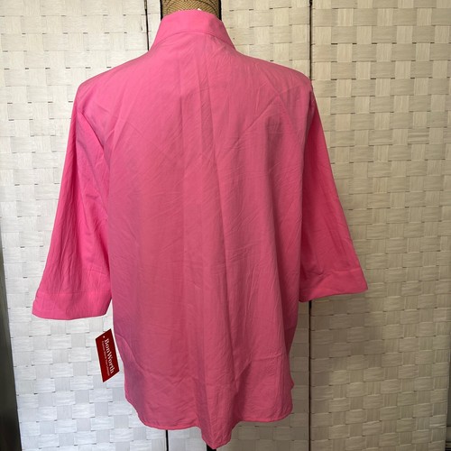 BonWorth Embroidered Button-Down Mandarin Collar 3/4 Sleeve Top Petite M - Picture 2 of 9