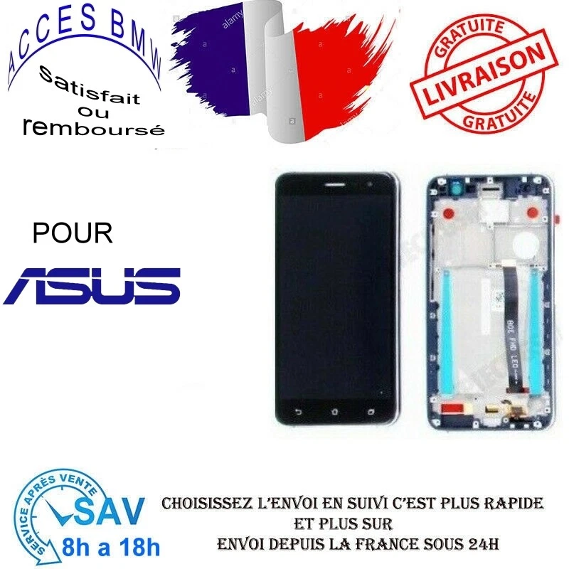 ECRAN LCD + VITRE TACTILE + FRAME POUR ASUS ZENFONE 3 et ZE520KL Noir - Photo 1/1
