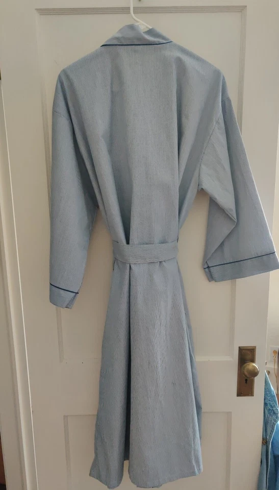 Мужской длинный халат Pierre Cardin один размер хлопок полиэтилен синий белая полоса - Изображение 2 из 4