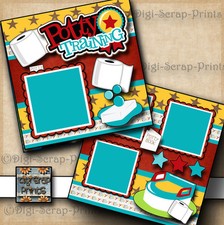 POTTY TRAINING  BOY 2 premade scrapbook pages paper piecing layout  DIGISCRAP