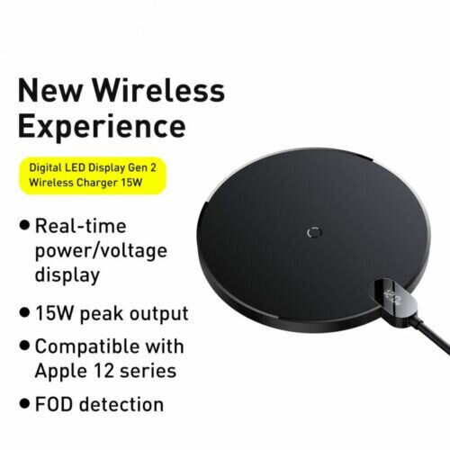 Wireless Phone Charger Baseus Simple 15W Charger For iPhone 15 13 12 Samsung - Picture 14 of 20