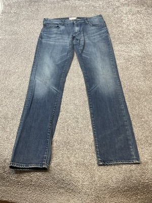 ENERGIE SIXTY JEANS CUFF W34 L34 BLUE WASH TAPERED DENIM ITALY Leather Accent