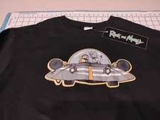 ADULT MEDIUM BLACK RICK AND MORTY EMBROIDERED SWEATSHIRT - NWT
