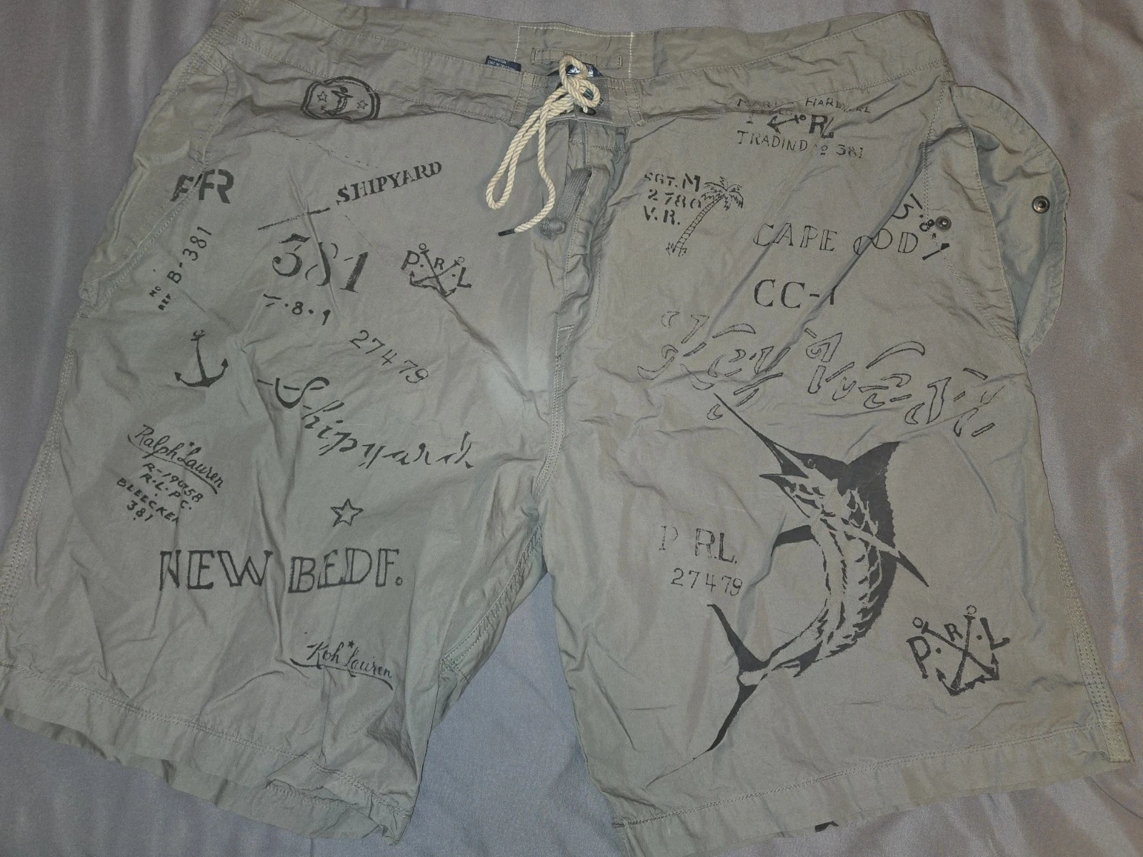 Rare Vtg Polo Ralph Lauren Marine Outfitters Marlin Nantucket Shorts 42