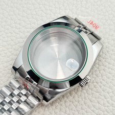 39mm Sapphire Green Crystal 316L Steel Waterproof Silvr Watch Case Fit NH35 NH34