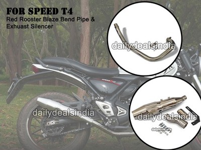 RED ROOSTER BLAZE HEADER PIPE WITH SILENCER POLISH FOR TRIUMPH SPEED T4