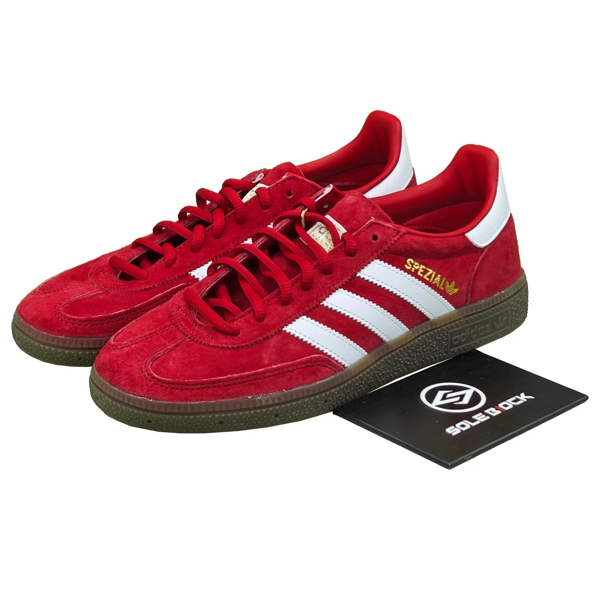 Rare Sample Tag Adidas Handball Spezial Red Blue Yellow 9 US 8.5 UK 42 2/3 EUR Adidas Handball Spezial. First issues from 1977. Blue tongue  main image 2