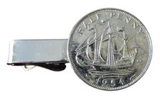 1954 UK Chromed Plated Half Penny Tie Clip