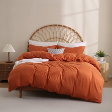 JSD Burnt Orange Duvet Cover Set Queen Size, 3 Piece Duvet Cover with Pillow Sha