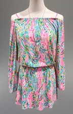 Lilly Pulitzer Lana Off Shoulder Knit “Unicorn Of The Sea” Print Skort Romper XS