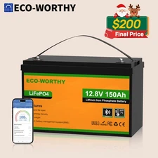 ECO-WORTHY 1920Wh 12V 150Ah LiFePO4 Lithium Battery Bluetooth RV Trolling Motor