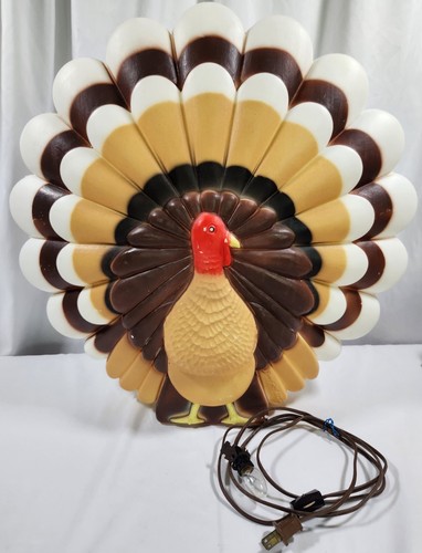 Vintage 1995 Thanksgiving Turkey Blow Mold Signed Dawn Featherstone w/Light