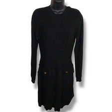 Large Juniors BCX Black Knit Sweater Dress Long Sleeve Cable Knit Stretch