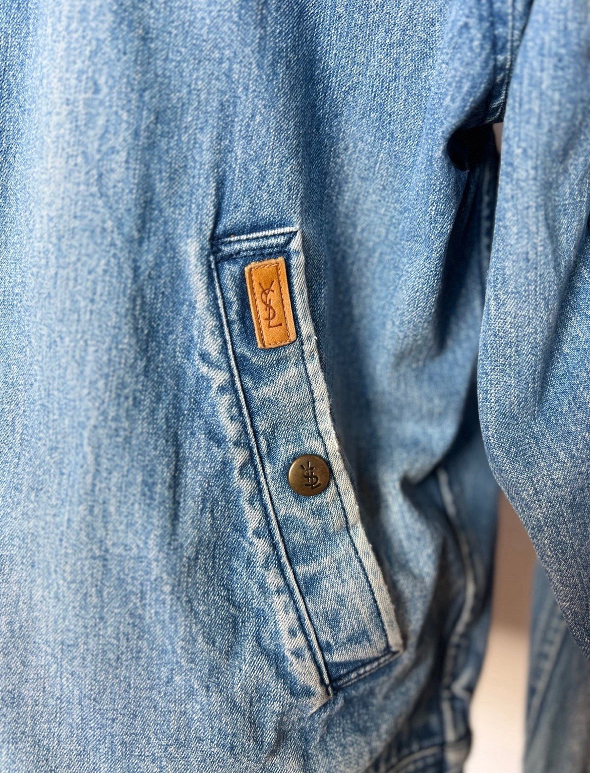 SAINT LAURENT Felpa con cappuccio YSL Denim