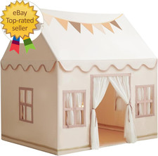 Large Kids Tent Playhouse Base Fabric with Star Lights Flags and Tote Bags