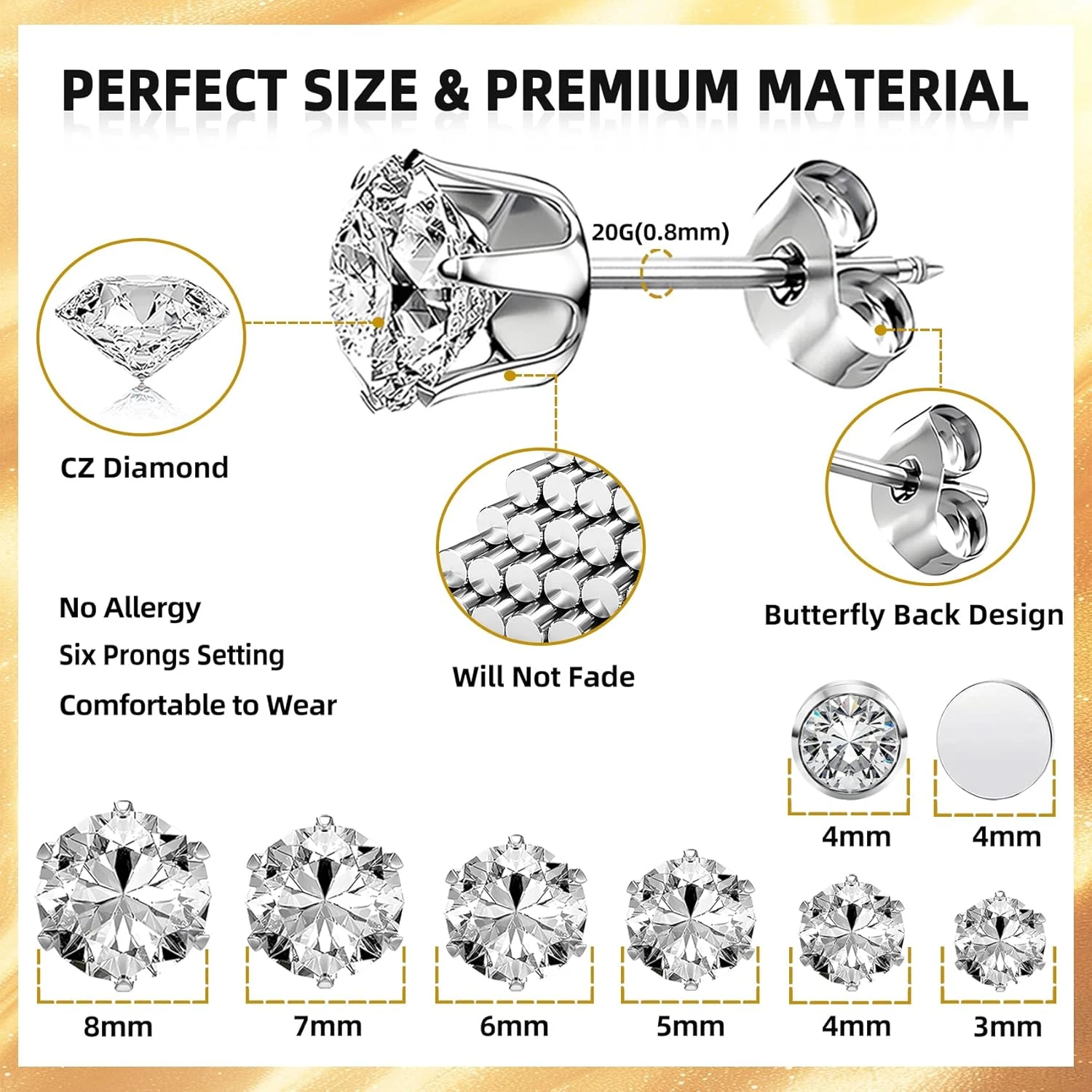 Self Ear Piercing Gun Kit with 12 Pairs of CZ Ear Stud Piercing Tools with Multi - product detail image 2