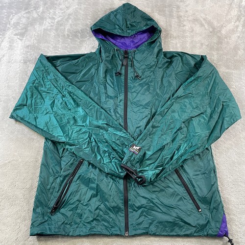 Helly Hansen, Vintage Helly Hansen Packable Jacket Small Green Purple Hooded Windbreaker