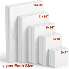 10 Pack Mixed Size Blank ARTIST CANVASES Stretched COTTON CANVAS Double Gesso
