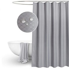 EurCross Grey Waffle Shower Curtains Extra Long 180 x 210cm drop, Mildew Resi...