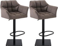 2Er Set Barhocker Damaso Stoff Schwarz Grau
