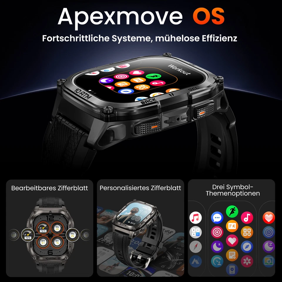 KOSPET TANK M4 GPS Smartwatch Herren Globale Offline-Karten 100m Wasserdicht NEU - Bild 4 von 4