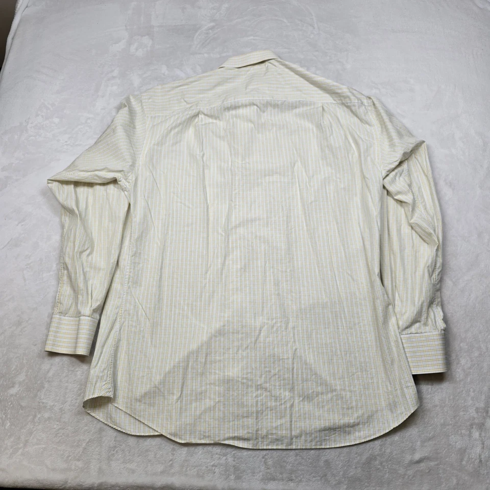 Camisa de Vestir Ermenegildo Zegna Para Hombre Grande 42 16.5 Cuadros Amarillo Blanco Manga Larga Foto 3 de 4