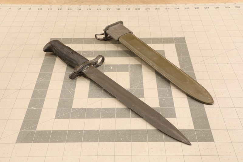 Original USGI Utica Cutlery Corp. Made M1 Garand Rifle Bayonet & M7 Scabbard