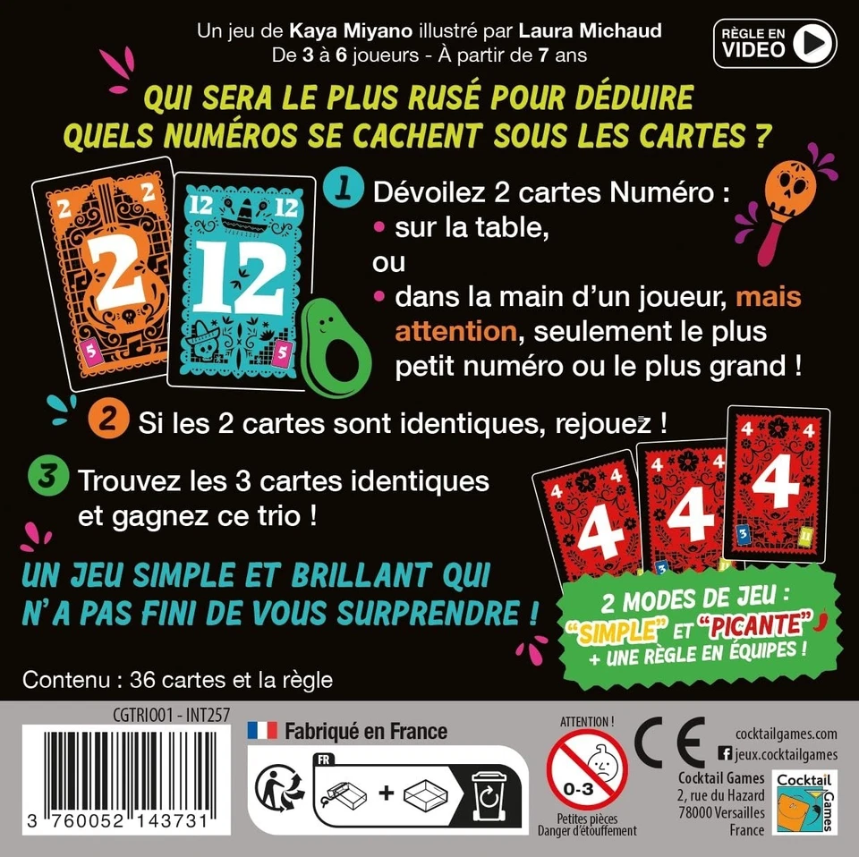 Jeu de cartes Trio As d'or 2024 3 à 6 joueurs Fabriqué en France - Photo 4/4