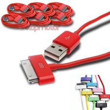6PCS USB DATA POWER CHARGER CABLE DOCK CONNECTOR APPLE NEW IPAD IPHONE IPOD RED