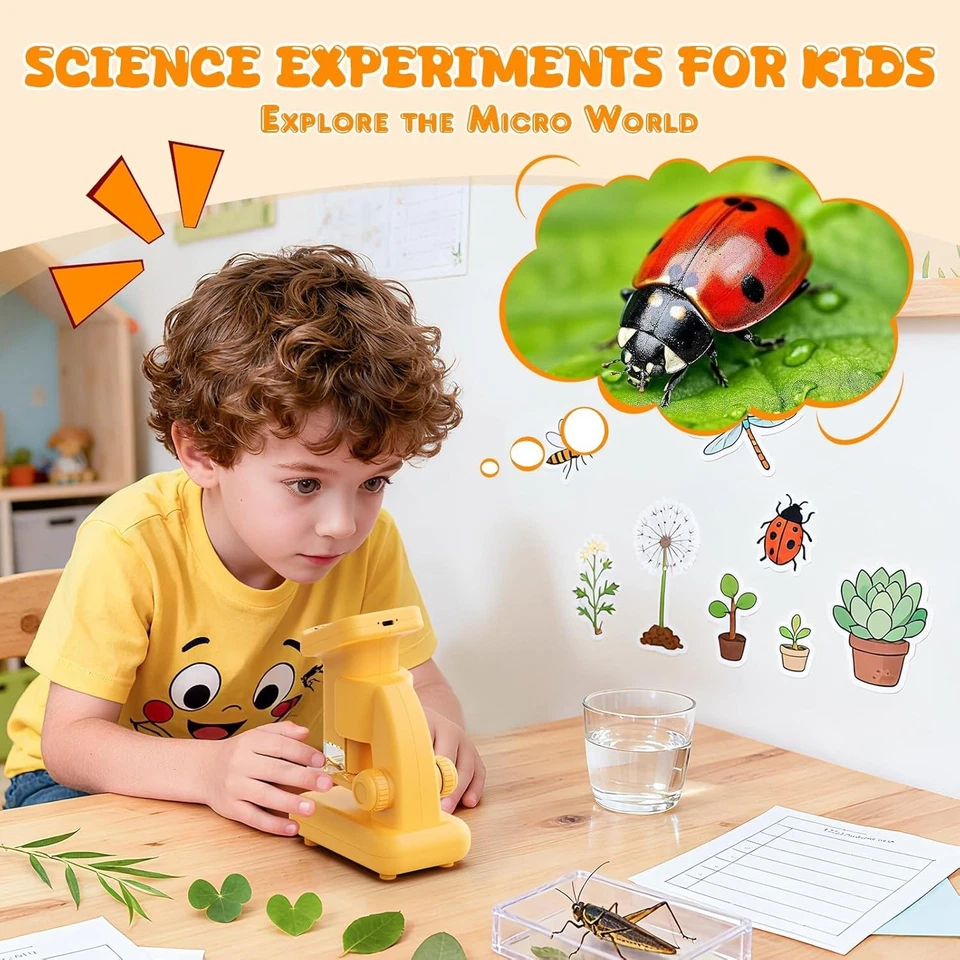 Kids Microscope 120X-1200X Handheld Pocket STEM Kit with LCD Screen for Ages 6-1 - Image 2 of 4