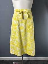 Vintage 70s Liza by LILLY PULITZER Womens S Yellow/White Floral Print Wrap Skirt