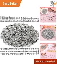 500 pcs Silver Spacer Beads Jewelry Making Bulk Assorted Styles for DIY Crafts