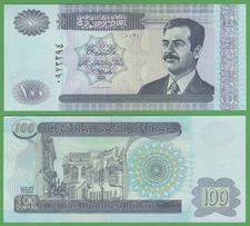 Iraq 100 Dinars 2002 P-87 UNC Last Saddam Hussein Note