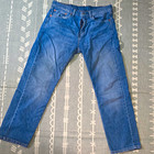 Levi's Mens Straight Fit Blue Medium Wash Denim Cotton Jeans 5-Pocket Logo — photo 1